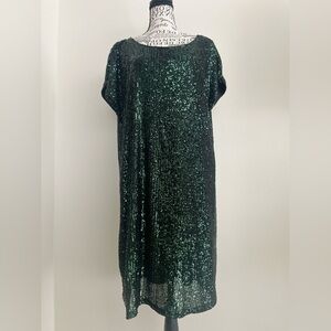 Cable and Gauge Green Sequined Party Dress— Size XL